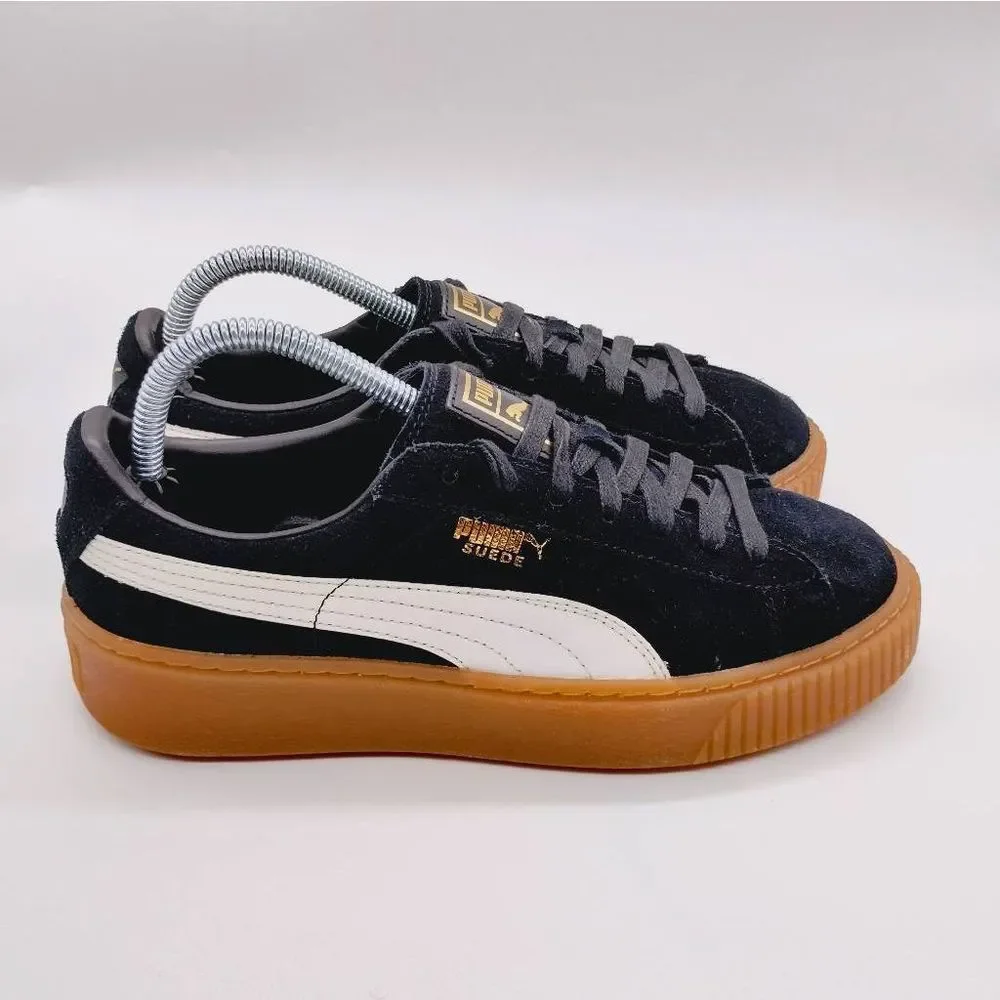 Puma Suede Platform Core Fashion Sneakers Womens Size 9 Black Gum Casual Shoes